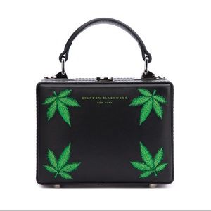 420 Mini Kendrick Trunk | Black Leather W/ Green Embroidered Leaves🍃